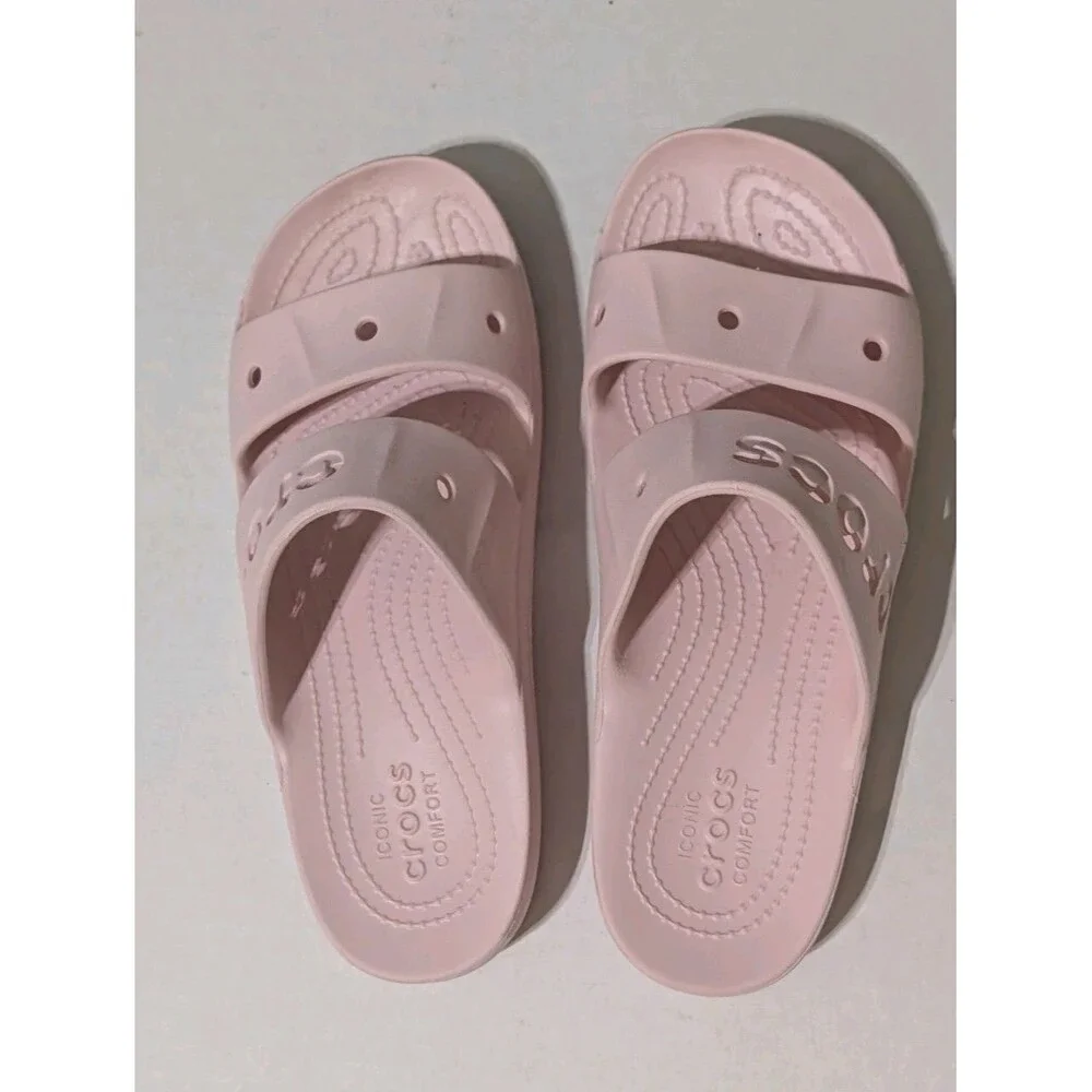 Crocs Baya Slide Sandals Pink Quartz Womens 9 Slip On Comfort Flat 208188